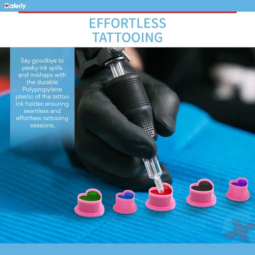 Miniatura 4 de Saferly Tapas de tinta de tatuaje de corazón con base para tatuaje, tatuaje, soporte de pigmento desechable, suministros de tatuaje de microblading