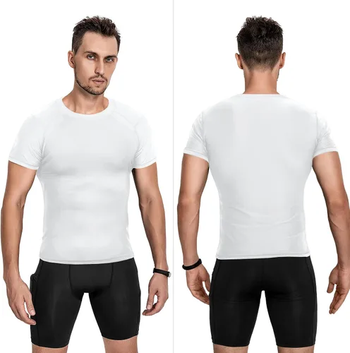 Miniatura 2 de Niksa Camisetas de compresión para hombre, paquete de 5, camisetas de compresión atlética de manga corta para entrenamiento fresco y seco