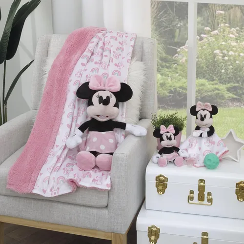 Miniatura 5 de Disney Minnie Mouse - Soporte para chupete de felpa con falda de lunares, color blanco, rosa y negro