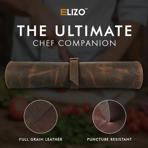 Miniatura 6 de ELIZO Rollo de Cuchillos de Cuero Bolsa para Cuchillos de Chef Rollo de Cuchillos de Chef Profesional Bolsa de Almacenamiento de Viaje Estuche