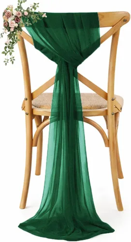 Miniatura 15 de VDS Paquete de 25, Rojo Manzana, Lazos de Gasa para Sillas con Bordado de Chiffon, Funda para Silla con Moño en la Parte Posterior, Ideal