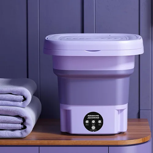 Miniatura 6 de Mini lavadora portátil para el hogar, lavadora automática plegable de 8 l con cubo de secadora rotativa, para ropa de bebé, ropa