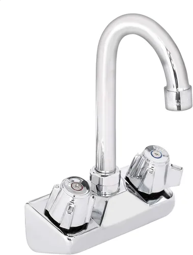 DuraSteel Grifo de fregadero de cocina comercial, sin plomo, 4 pulgadas, montaje en pared central, grifo de fregadero de mano con boquilla de cuello
