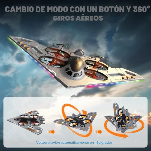Miniatura 4 de A ALPHA Avión a control remoto 3 en 1, avión de control remoto – Aire, tierra y agua RC Avión de combate Jet Drone juguete para niños y adultos