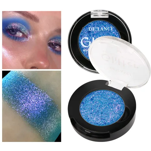 Miniatura 13 de Afflano Sombra de ojos única morado-dorado brillante, sombra de ojos multicolor cromo duo, sombra de ojos holográfica con purpurina, cambio