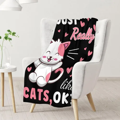 Miniatura 2 de Manta de gato para niños, tamaño de regazo de 30 x 40 pulgadas, manta de felpa suave y peluda para regalo, manta negra de dibujos animados