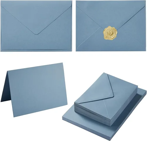 Miniatura 11 de Paquete de 50 sobres A6 color crema con tarjetas de cartulina gruesa plegada de 4 x 6 pulgadas y calcomanías doradas para tarjetas de felicitación
