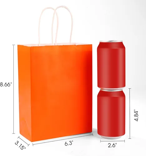 Miniatura 2 de XPCARE 200 piezas de bolsas de regalo de papel, 16 cm x 8 cm x 22 cm bolsas de papel kraft para fiestas a granel, bolsas de regalo arcoíris pequeñas