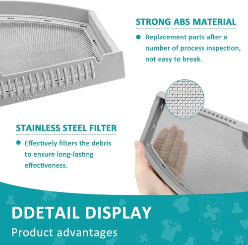 Miniatura 3 de GTD42EASJ2WW GTD33EASK0WW GTX22EASK0WW GTD65GBSJ3WS Reemplazo de pantalla de pelusa para secadora WE03X23881 compatible con GE Hotpoint, filtro