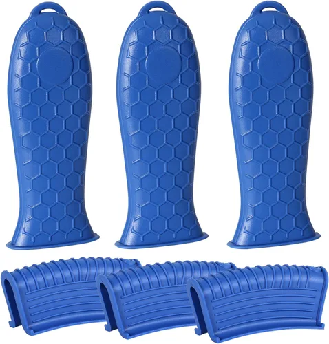 Miniatura 12 de Joyhalo Fundas para mango de sartén de hierro fundido, paquete de 6 fundas de silicona resistentes al calor, color negro