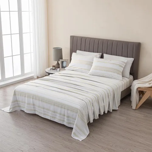 Miniatura 24 de Great Bay Home - Juego de sábanas de franela tamaño individual - 100% algodón turco, de doble cepillado, sábanas de invierno - Juego de ropa de cama