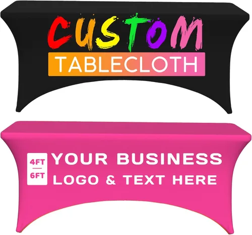 Funda de Mantel Personalizada con Texto del Logotipo de la Empresa, Mantel de Spandex Elástico Personalizado para Eventos de Ferias Comerciales de 6
