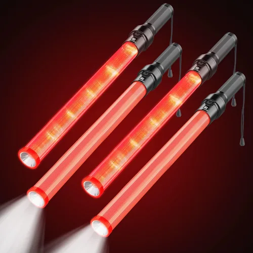 Miniatura 14 de RoadHero Paquete de 4 Bastones de Tráfico, Bastones de Control de Tráfico LED de 16 Pulgadas, Varitas de Luz de Seguridad Nocturna con 3 Modos