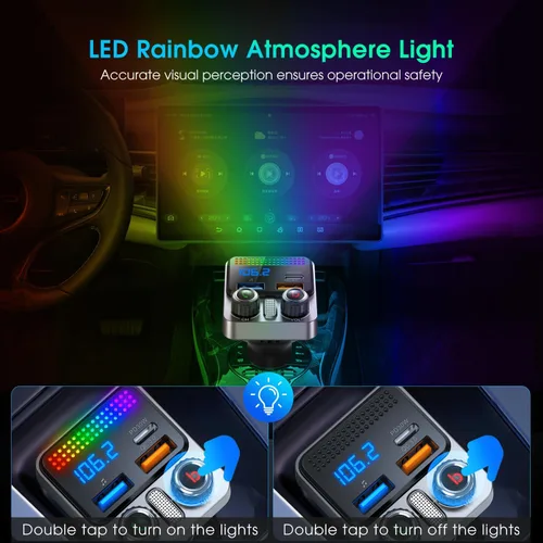 Miniatura 2 de Adaptador Bluetooth 5.4 para coche de 48 W, adaptador USB Bluetooth para automóvil, radio transmisor FM inalámbrico, conmutación de canciones