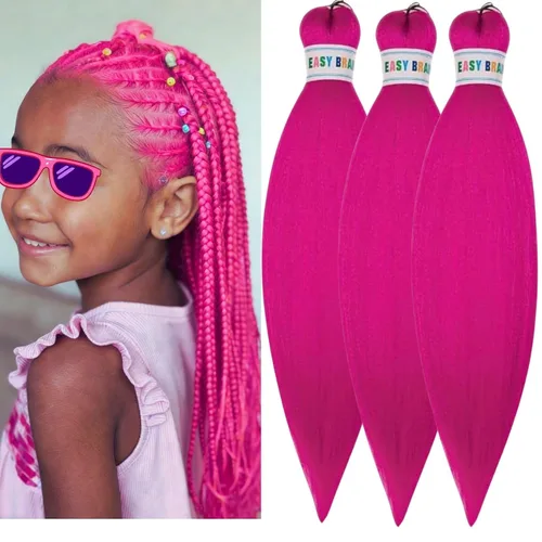 Miniatura 20 de Cabello estirado de fibra Kanekalon para trenzar con cabello humano, color oro rosado, 30 pulgadas