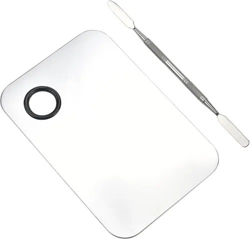 Paleta de mezcla de maquillaje, paleta de maquillaje de acero inoxidable, paleta de cosméticos con espátula para arte de uñas, sombra de ojos,
