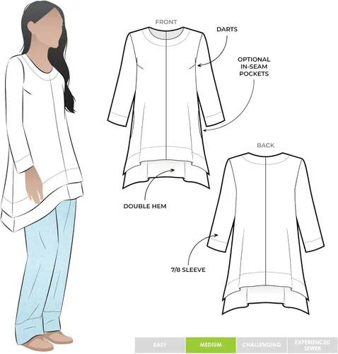 Miniatura 2 de Patrón de costura de arco estilo - Conjunto de pantalón y túnica de diseñador de margaritas (tallas 18-30)
