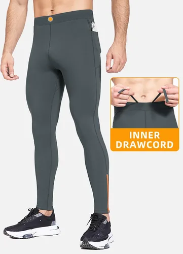 Miniatura 2 de BALEAF Mallas de forro polar para hombre, pantalones térmicos de ciclismo, resistentes al agua, con cremallera, bolsillos, para invierno, cálido