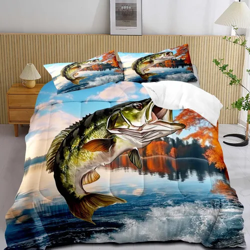 Miniatura 9 de LUVIVIHOME Juego de edredón de 3 piezas con diseño de osos negros y ciervos tamaño King, con estampado de alces, alces, patos Mallard, animales Oso