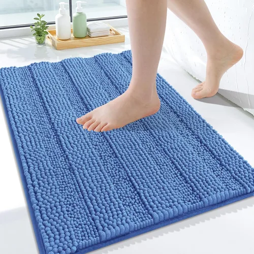 Miniatura 163 de Grandaily Alfombras de baño de felpilla a rayas de 24 x 16 pulgadas, extra gruesas y suaves, absorbentes, parte trasera de goma, alfombra de ducha