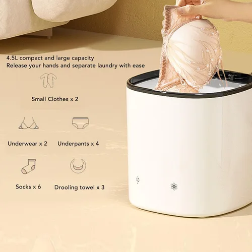 Miniatura 3 de Lavadora pequeña de 2000 mAh recargable portátil con cesta de drenaje para calcetines de ropa interior, mini máquina de lavandería compacta