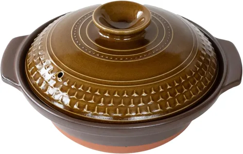Miniatura 15 de Banko Ware 32781 Clear AKARI Earthenware Pot No. 8 for 2-3 People, M, 59.1 fl oz (1,500 ml), Microwave Oven, Direct Fire, Brown, Made in Japan