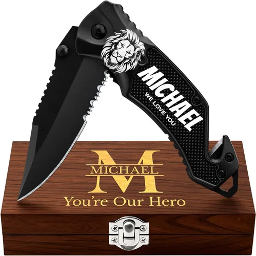 Miniatura 12 de GOOD WORKER Navaja de bolsillo legal con hoja dentada de 2.95 pulgadas, rompedor de vidrio, cortador de cinturón de seguridad, cuchillos plegables