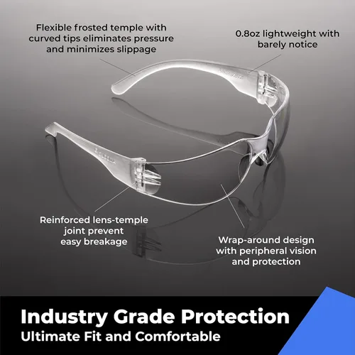 Miniatura 4 de amoolo Gafas de seguridad para hombres y mujeres, protección ocular transparente para trabajo, laboratorio, construcción