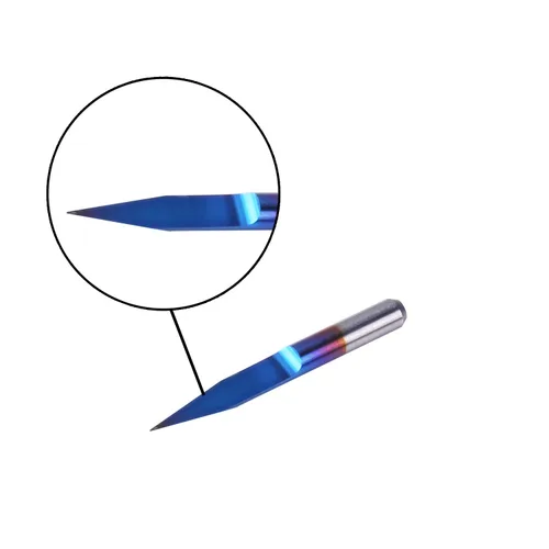 Miniatura 4 de Genmitsu 10 brocas de grabado de capa azul nano, punta de 20 grados de 0.004 in, vástago cónico en V de 1/8 pulgadas