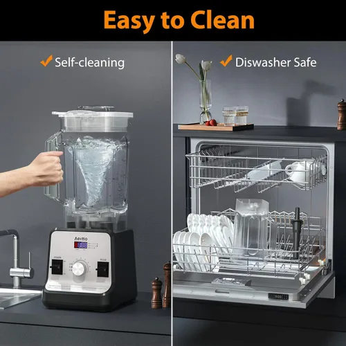 Miniatura 5 de Aeitto Licuadora para cocina, licuadora profesional de gran capacidad de 68 onzas, licuadora de batidos de 1500 vatios para triturar hielo, bebidas