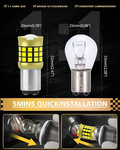 Miniatura 92 de 1156 Bombillas LED Ámbar Amarilla Luz de Señal de Giro 400% de Brillo 1141 1003 7506 Bombillas LED P21W Usadas para Luces Intermitentes Luz Trasera