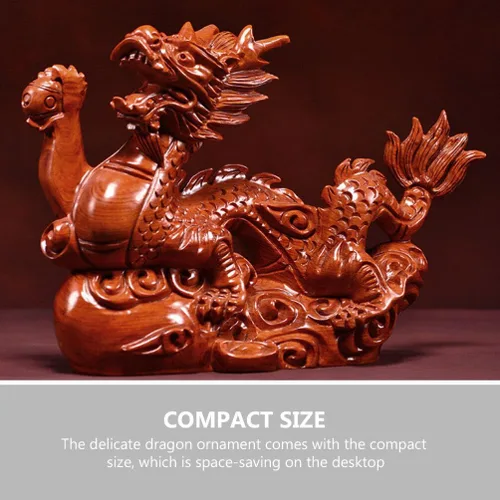 Miniatura 6 de Veemoon Estatua de madera de dragón chino Fengshui, 3.9 in, mini rojo 2024 Año del Dragón, escultura tallada a mano para decoración de estantes
