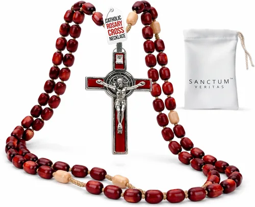 Miniatura 13 de Rosario italiano con bendición apostólica del Papa León XIV – Collar católico de cuentas grandes para espejo de coche, Primera Comunión, regalo