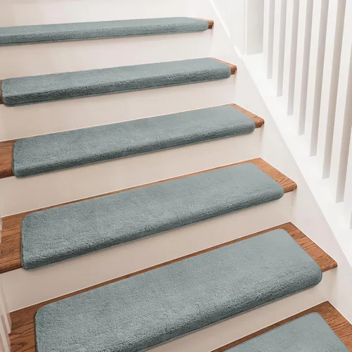 Miniatura 13 de PURE ERA Protectores de escalera para interiores, ultra felpa, suaves, para interiores, aptos para mascotas, cinta antideslizante, sin lavable