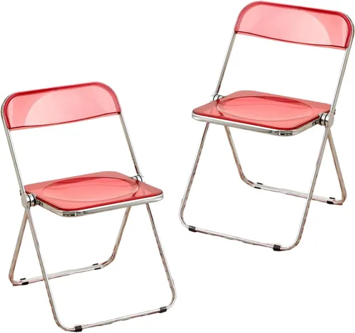 Miniatura 10 de 2 Pcs Stackable Folding Chair, Modern Transparent Acrylic Foldable Chair, Electroplating Frame, Party Chairs for Office Wedding Training(Black)