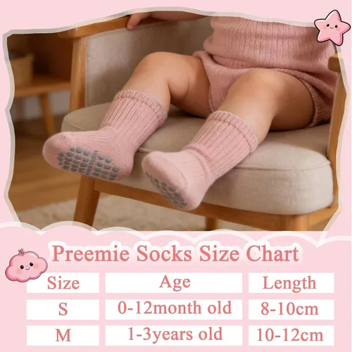 Miniatura 4 de 8 pares de calcetines de algodón antideslizantes para niños y niñas, recién nacidos, calcetines antideslizantes