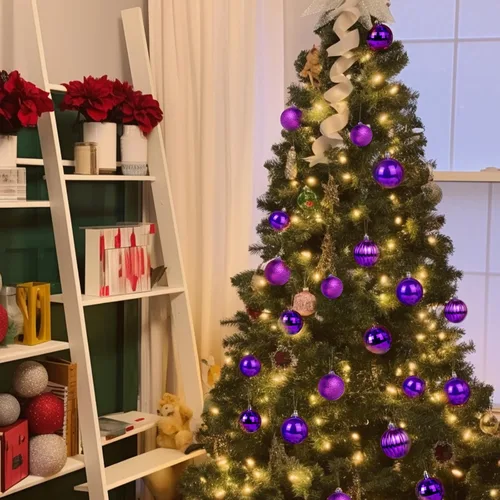 Miniatura 36 de AMS Esferas de Navidad de 2.36 pulgadas/60mm, 34 unidades, adornos grandes, decoraciones para fiestas, inastillables, colgantes festivos para Negro
