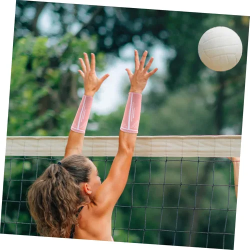 Miniatura 5 de 1 par de muñequeras de voleibol deportivas elásticas para mujer, manga acolchada para el codo para mujer, mangas de compresión cómodas