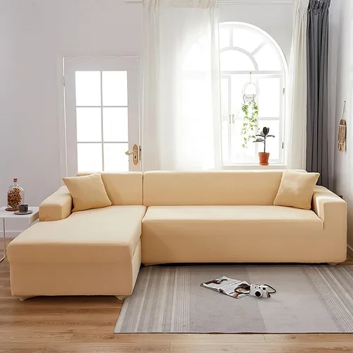 Miniatura 14 de Konsilsa Funda elástica para sofá en forma de L, funda completa para sofá de 1/2/3/4 plazas, protector de muebles suave, antideslizante, lavable a