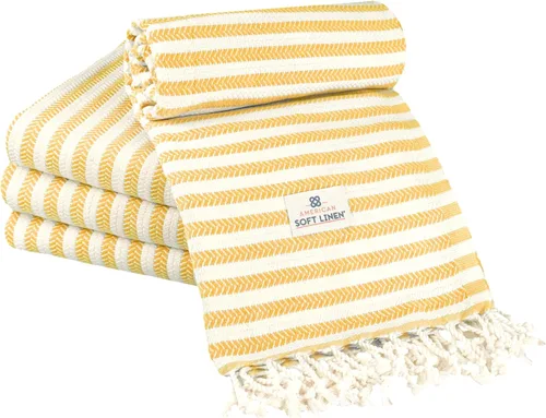 Miniatura 20 de American Soft Linen Peshtemal - Toallas de playa 100 % algodón, ligeras, sin arena, de secado rápido, para piscina de playa, 35 x 60 pulgadas, azul