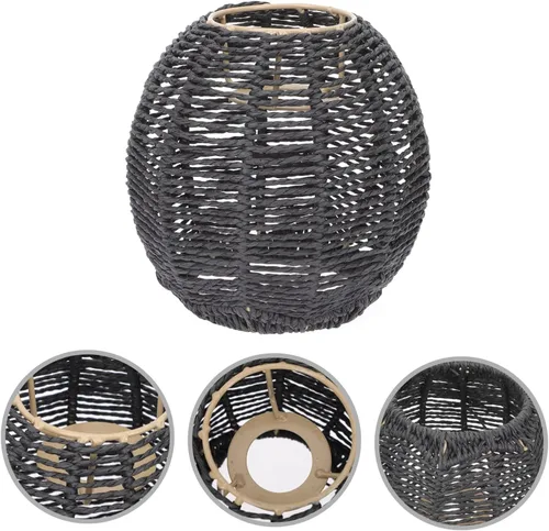 Miniatura 2 de Lámpara de cuerda tejida hecha a mano, cubierta de araña retro para comedor, estilo moderno, linterna de techo, cuerda de papel, decoración de luz