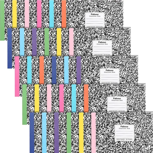 Miniatura 11 de Fainne Paquete de 30 cuadernos de composición de tamaño medio de 4-7/8 x 7-1/2 pulgadas de ancho, con rayas de media página, cuaderno de composición