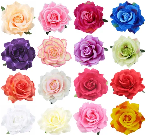 Miniatura 11 de Broche de flores para el pelo de rosa para mujer, para tocado de novia, bailarina flamenca, paquete de 10 unidades (mezcla de 10 colores)