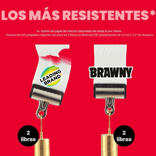 Miniatura 4 de Brawny Toallas de papel Tear-A-Square de 3 capas, 2 rollos triples = 6 rollos regulares, fuertes, absorbentes y duraderas con 3 tamaños de hoja