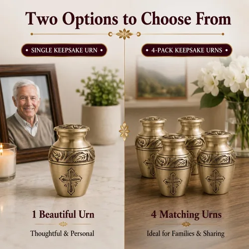 Miniatura 3 de Trupoint Memorials Urnas pequeñas para recuerdo de cenizas humanas, mini urna de cremación decorativa religiosa para hombres y mujeres adultos, Cruz