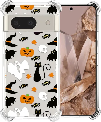 Miniatura 28 de Funda transparente de Halloween para Google 6a, con patrón de fantasma, funda protectora de TPU suave, delgada, a prueba de golpes, para niños