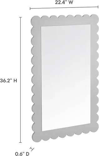 Miniatura 4 de Modway Emmeline Espejo de pared rectangular festoneado en gris claro