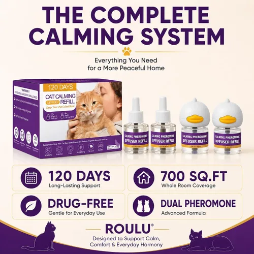 Miniatura 7 de Cat Calming Pheromone Diffuser Kit, 2 Plug-Ins + 4 Refills (48ml Each),Long-Lasting Stress & Anxiety Relief, Reduces Fighting, Spraying &