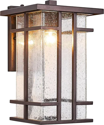 Miniatura 10 de Paquete de 2 lámparas de pared para exteriores del anochecer al amanecer, lámpara de pared exterior de bronce aceitado, montaje en pared, luz