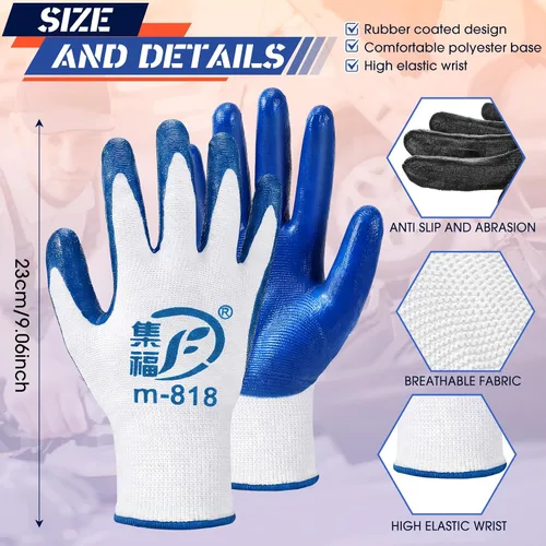 Miniatura 2 de Guantes de jardinería para hombres y mujeres, guantes de trabajo con revestimiento de goma transpirable para jardinería, 9.1 pulgadas